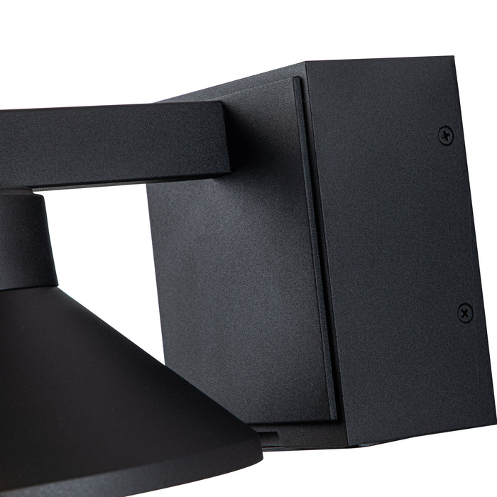 2-Pack Matte Black Outdoor Barn Light Built-In GFCI Outlets