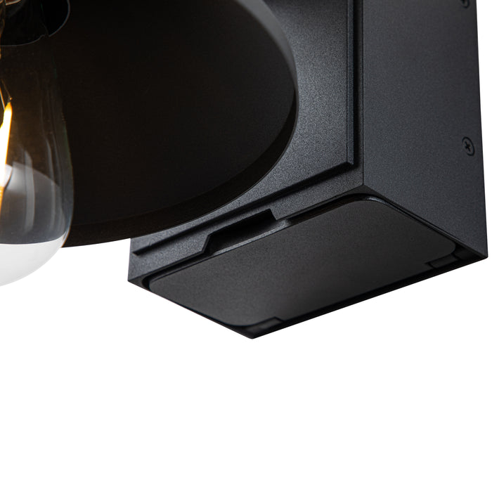 2-Pack Matte Black Outdoor Barn Light Built-In GFCI Outlets